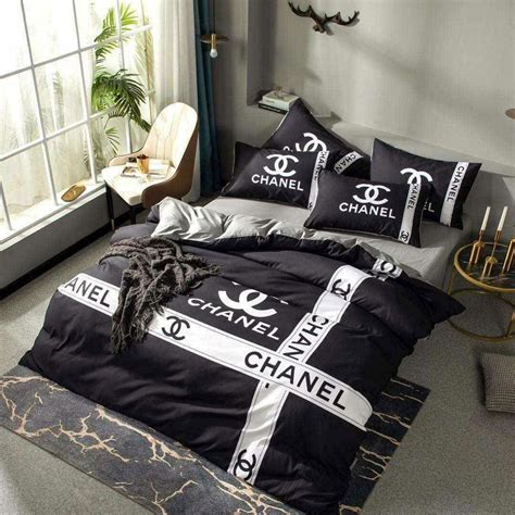 chanel logo bedding set|chanel logo comforter set.